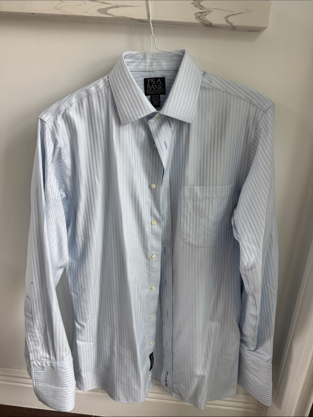 Jos. A. Bank Blue and White Striped Dress Shirt